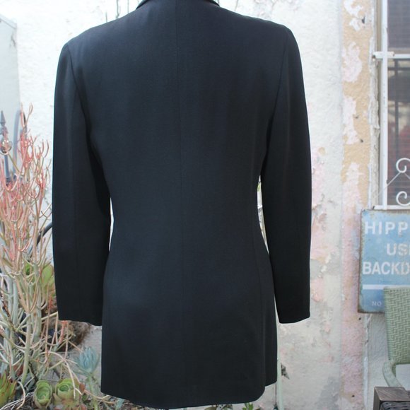 Vintage Versace Complice Black Double Breasted Blazer 1980's Sz 6 Wool Viscose - Picture 7 of 9